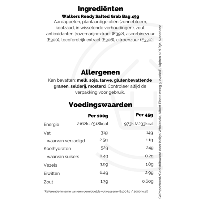Walkers Ready Salted Grab Bag 45g