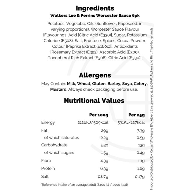 Walkers Lee & Perrins Worcester Sauce 6pk