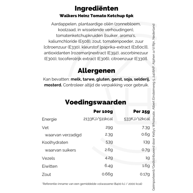 Walkers Heinz Tomato Ketchup 6pk