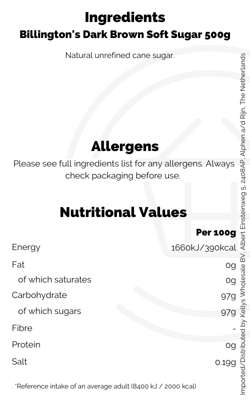 Billingtons Dark Brown Soft Sugar 500g - Kellys Expat Shopping