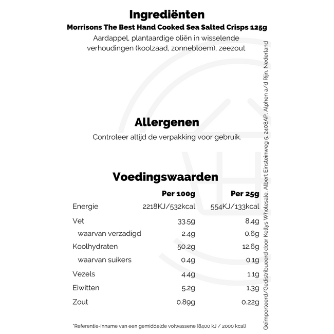 Morrisons The Best Hand Cooked Sea Salted Crisps 125g