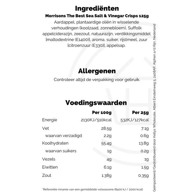 Morrisons The Best Sea Salt & Vinegar Crisps 125g