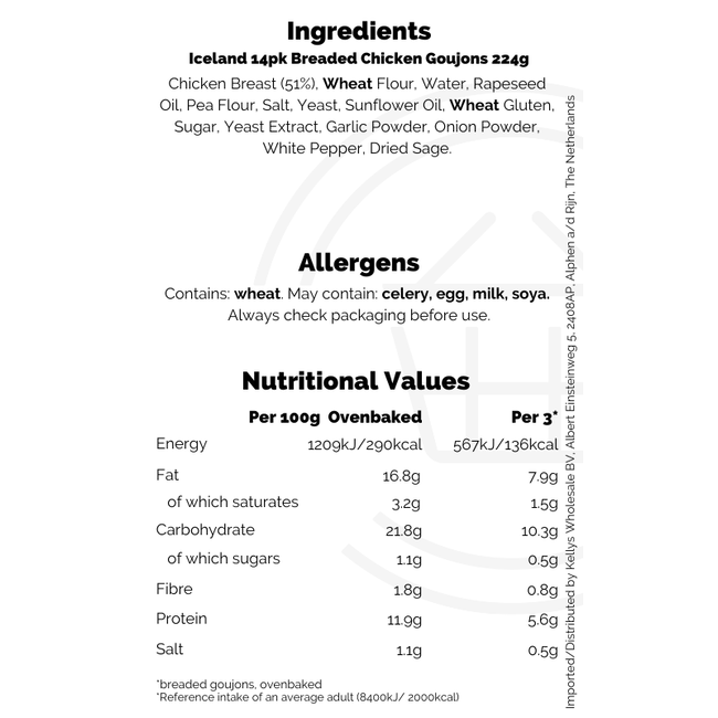 Iceland 14pk Breaded Chicken Goujons 224g