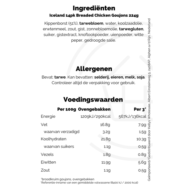 Iceland 14pk Breaded Chicken Goujons 224g