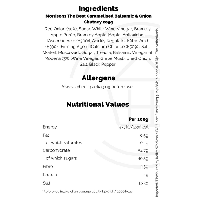 Morrisons The Best Caramelised Balsamic & Onion Chutney 205g