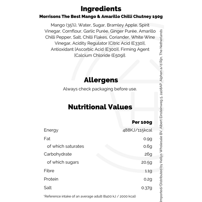 Morrisons The Best Mango & Amarillo Chilli Chutney 190g
