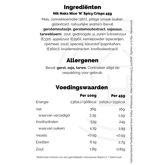 Nik Naks Nice 'N' Spicy Crisps 45g THT: 28-02-2026