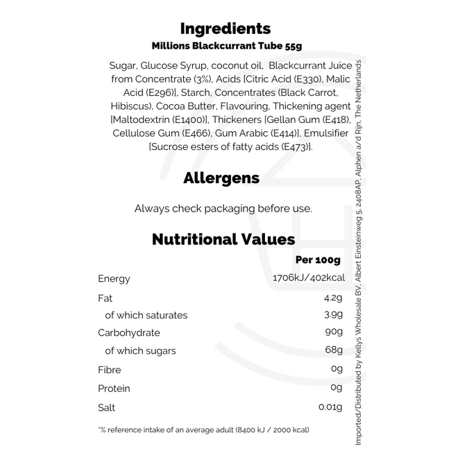 Millions Blackcurrant Tube 55g