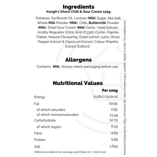 Keogh's Ghost Chilli & Sour Cream 125g – Kartoffelchips