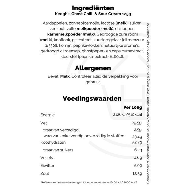 Keogh's Ghost Chilli & Sour Cream 125g – Kartoffelchips