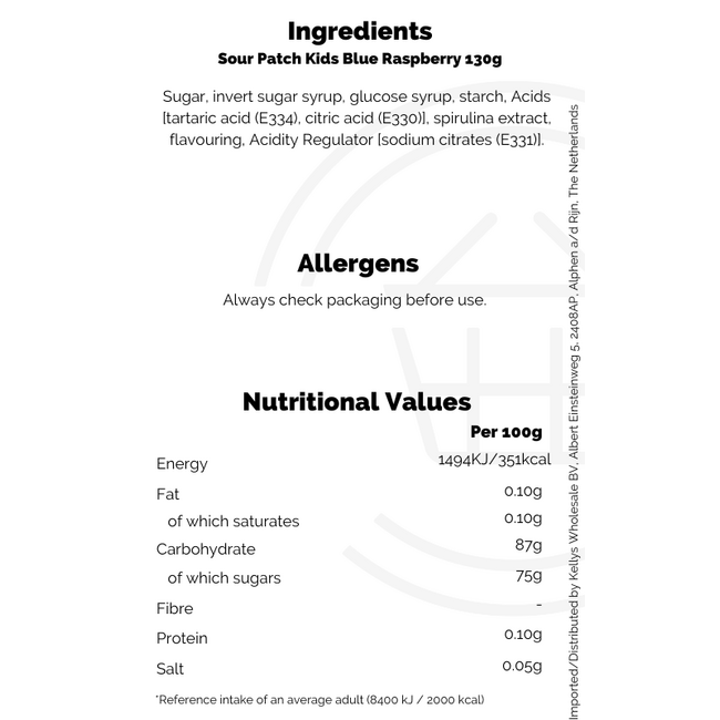 Sour Patch Kids Blue Raspberry 130g