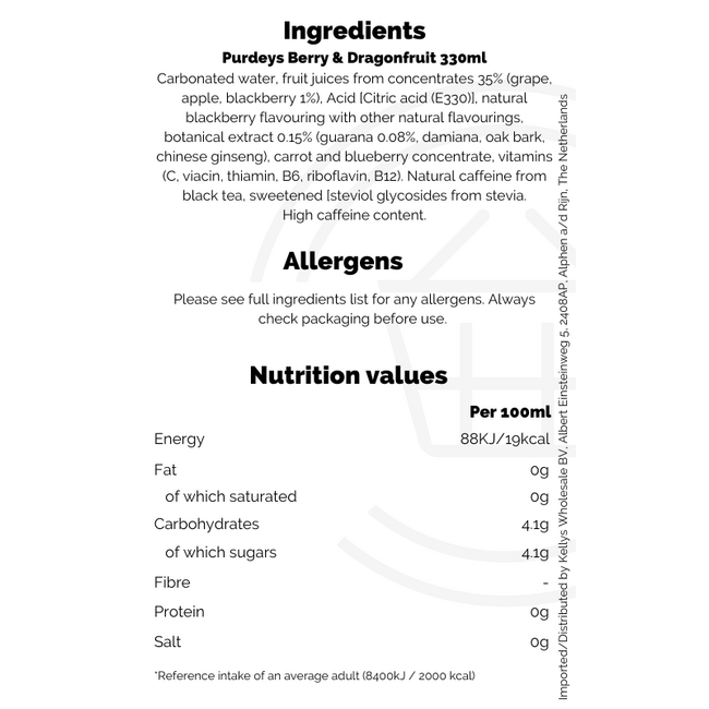 Purdeys Berry & Dragonfruit 330ml – Softdrink