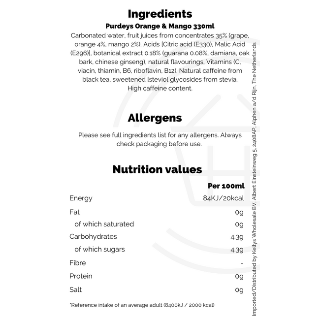 Purdeys Orange & Mango 330ml – Softdrink