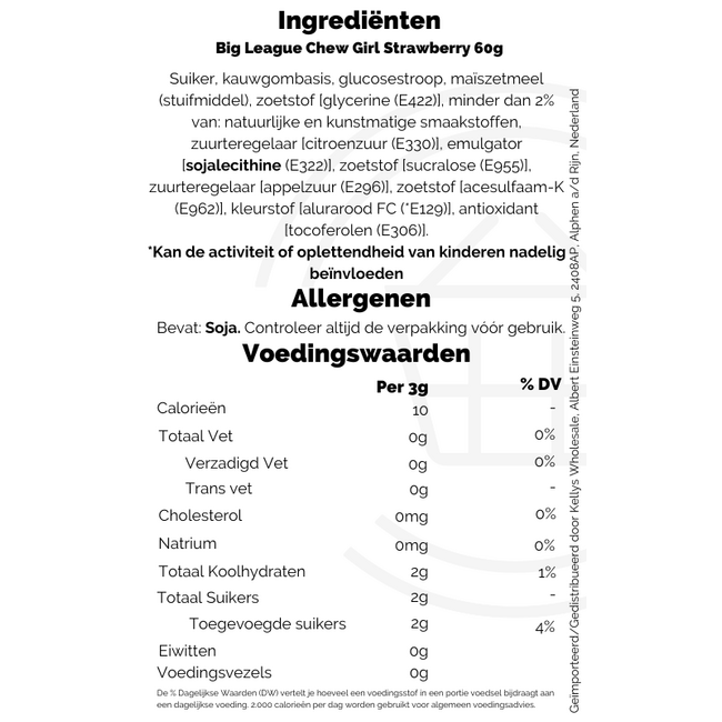 Big League Chew Girl Strawberry 60g