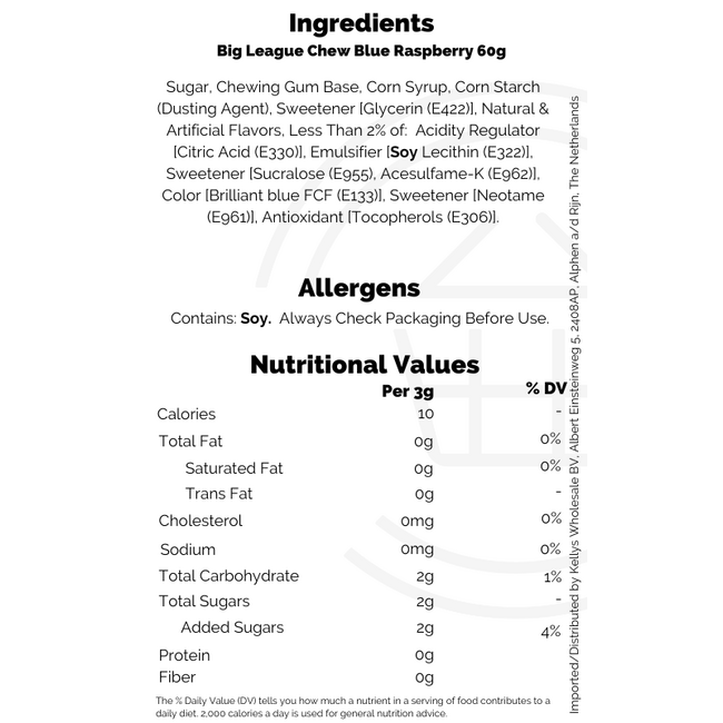 Big League Chew Blue Raspberry 60g