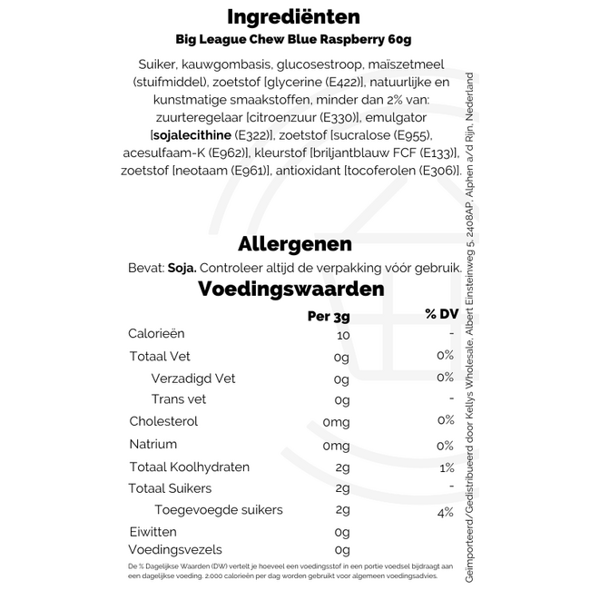 Big League Chew Blue Raspberry 60g