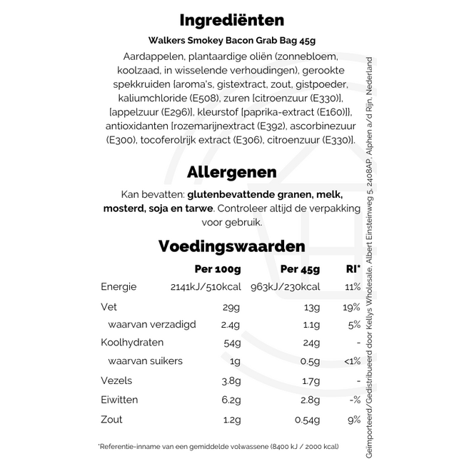 Walkers Smokey Bacon Grab Bag 45g