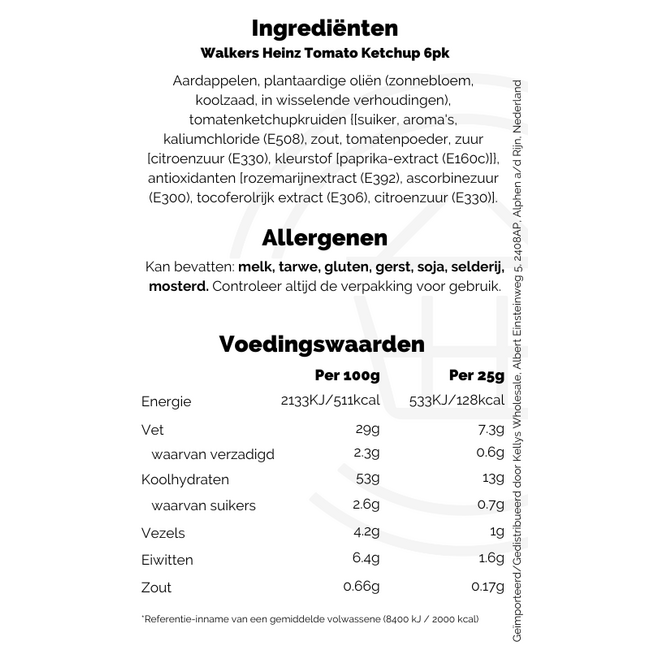 Walkers Heinz Tomato Ketchup 6pk BBD: 28-02-2026