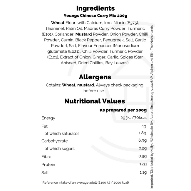 Yeungs Chinese Curry Mix 220g