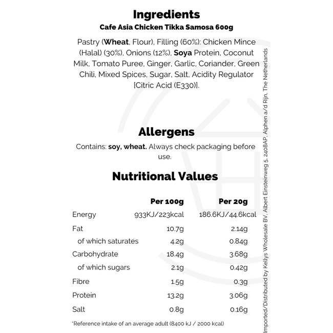 Cafe Asia Chicken Tikka Samosa 600g