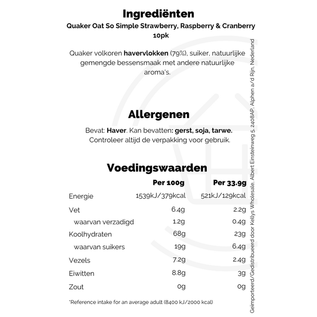 Quaker oat so simple strawberry raspberry & cranberry 10pk