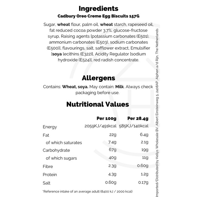 Cadbury Oreo Creme Egg Biscuits 157G