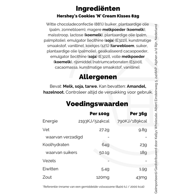 Hershey's Cookies 'N' Cream Kisses 82g – Schokolade