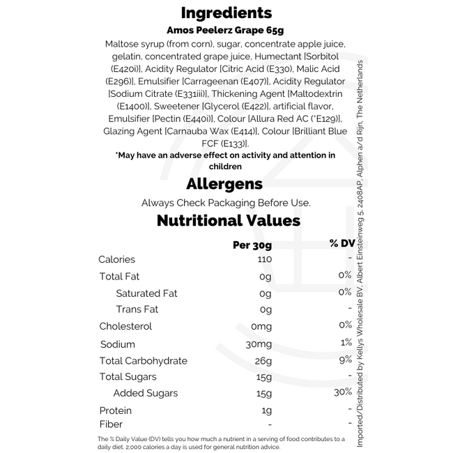 Amos Peelerz Grape 65g