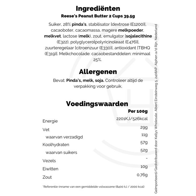 Reese's Peanut Butter Cup 2's 39.5g BBD: 21-05-2026