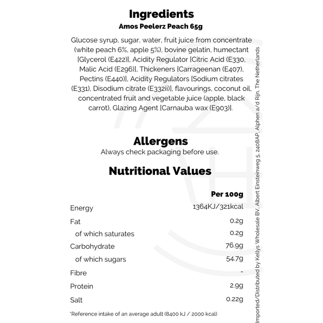 Amos Peelerz Peach 65g