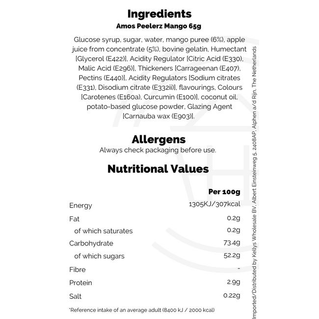 Amos Peelerz Mango 65g