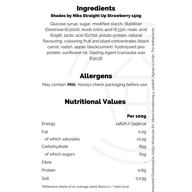 Shades by Niko Straight Up Strawberry 150g