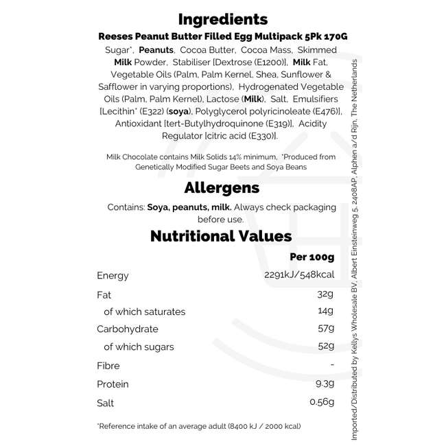 Reeses Peanut Butter Filled Egg Multipack 5Pk 170G