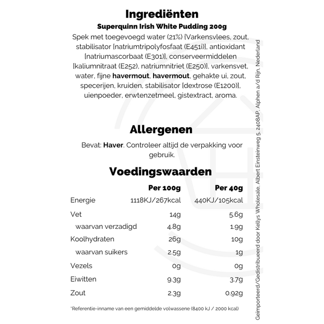 Superquinn Irish White Pudding 200g