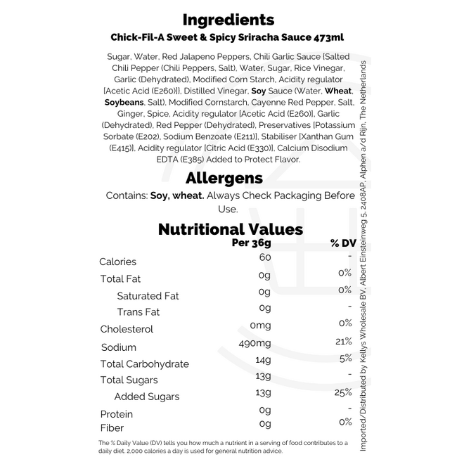 Chick-Fil-A Sweet & Spicy Sriracha Sauce 473ml