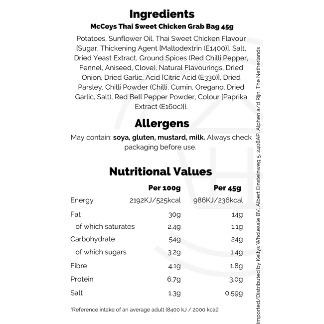 McCoys Thai Sweet Chicken Grab Bag 45g
