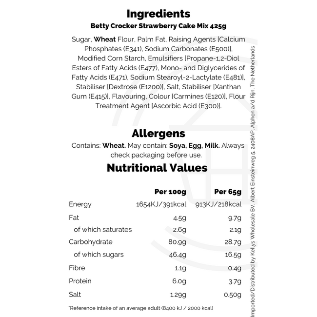 Betty Crocker Strawberry Cake Mix 425g MHD: 04-10-2026