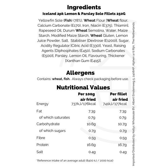 Iceland Dusted Lemon & Herb Yellowfin Sole 250g