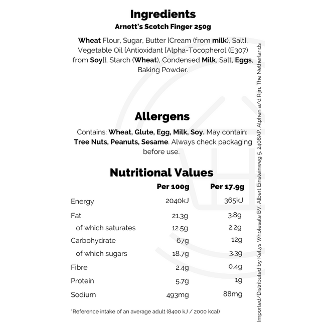 Arnott's Scotch Finger 250g