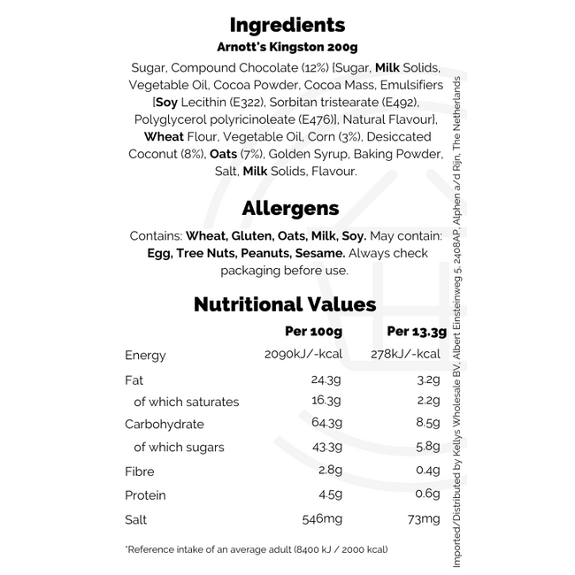Arnott's Kingston 200g tht: 04-08-2026