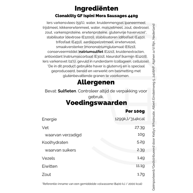 Clonakilty Gluten Free Pork Sausages 8pk