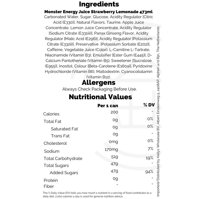 Monster Energy Juice Strawberry Lemonade 473ml – Softdrink