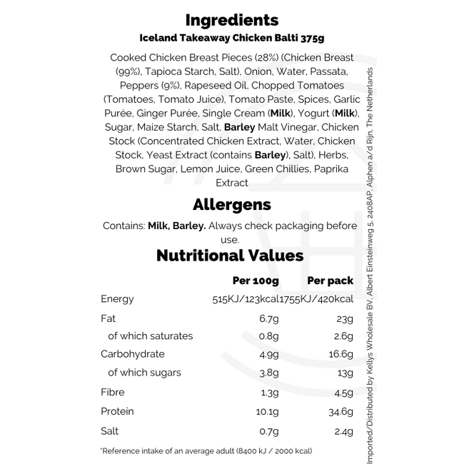 Iceland Takeaway Chicken Balti 375g