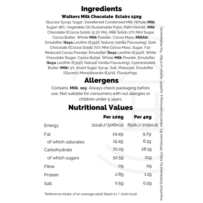 Walkers Milk Chocolate  Eclairs 150g