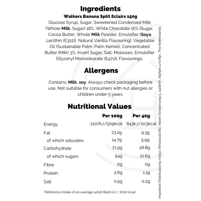 Walkers Banana Split Eclairs 150g