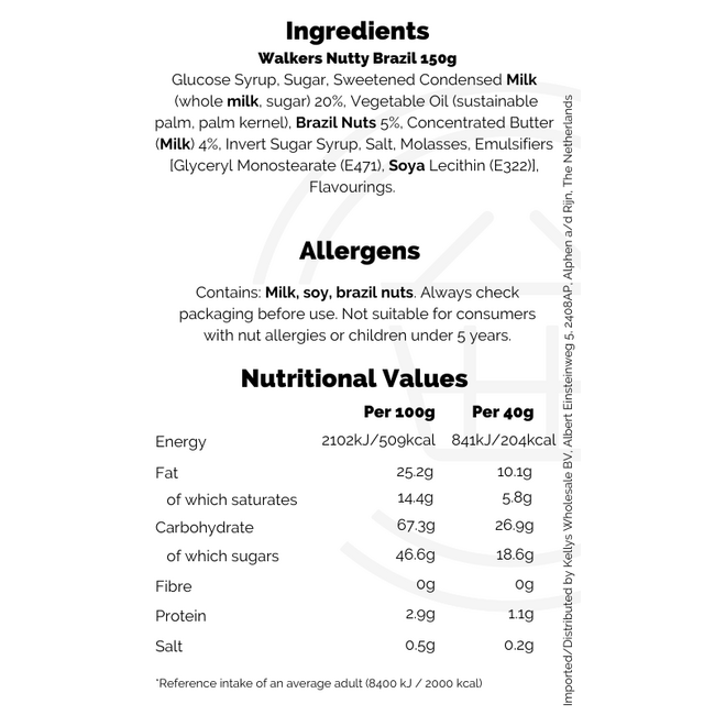 Walkers Nutty Brazil 150g