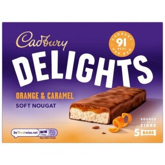 Cadbury Cadbury Delights Orange & Caramel Chocolate Nougat Bar 5 Pack 22g
