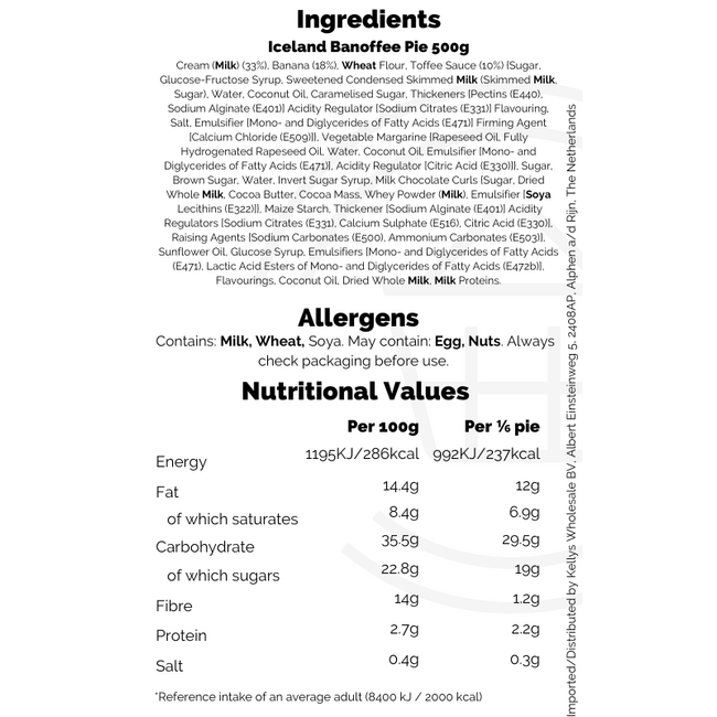 Iceland Banoffee Pie 500g