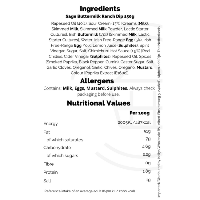 Sage Buttermilk Ranch Dip 150g
