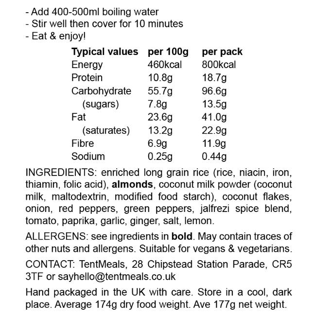 TentMeals 800 Calorie Main Meal